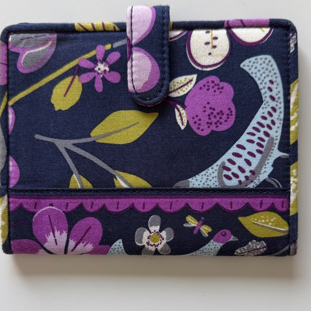 Navy Floral Card & Key Holder with Purple Accents